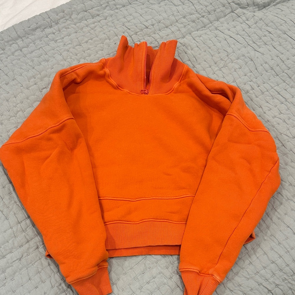 Outdoor Voices Orange Cropped Quarter-Zip Pullover